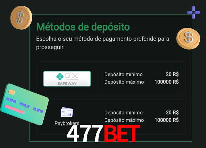 O cassino 477Bet oferece uma grande variedade de métodos de pagamento